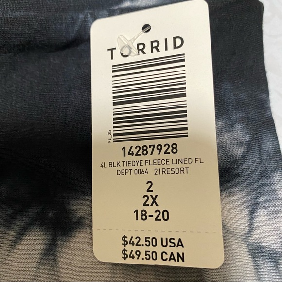 Torrid FLEECE LINED TIE-DYE Black FULL LENGTH PLATINUM LEGGING NWT - Picture 6 of 7